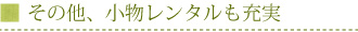 その他小物レンタルも充実